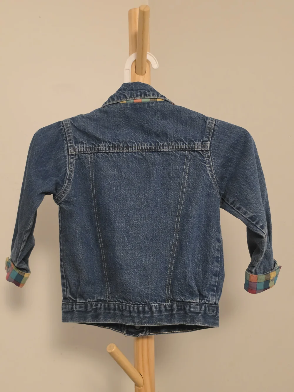 Osh Kosh B'Gosh Vintage Girls Blue Denim Jacket with Plaid Lining